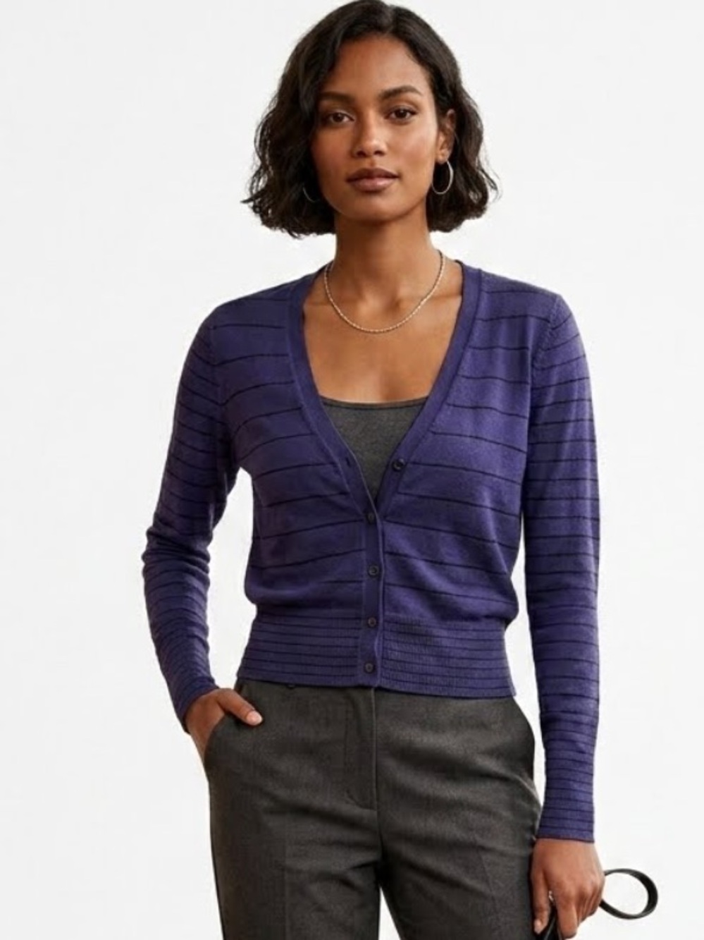 Y2K American Eagle Button-Up Cardigan Sweater Preppy Cropped Dark Academia Med